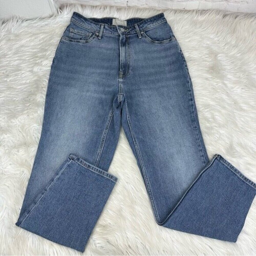 Everlane The Curvy Cheeky Straight Leg Jeans Blue Organic Cotton Womens 29 Reg